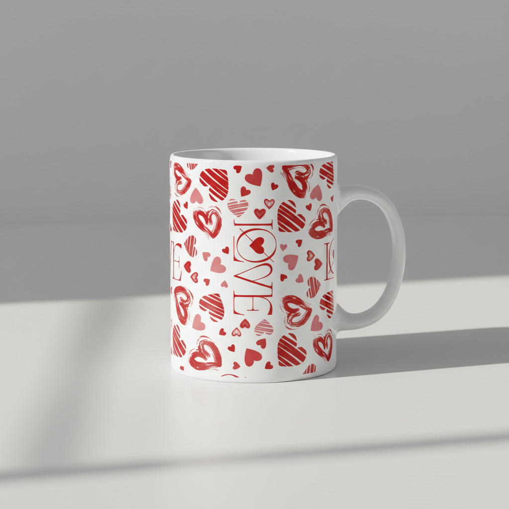 Mockup Caneca Love Hearts Pattern