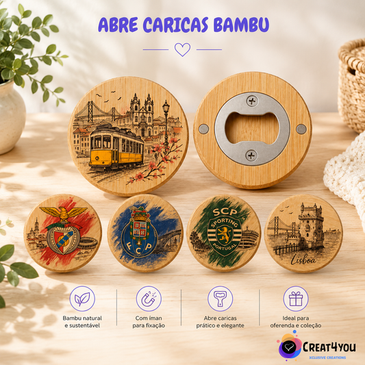 Abre Caricas em Bambu Personalizado – Peça Única