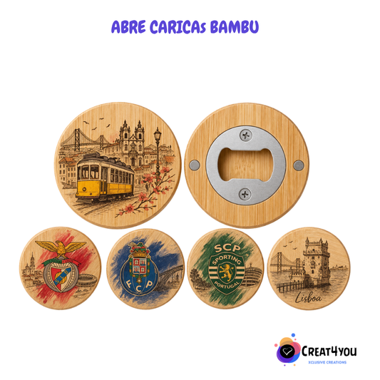 Abre Caricas em Bambu Personalizado – Peça Única