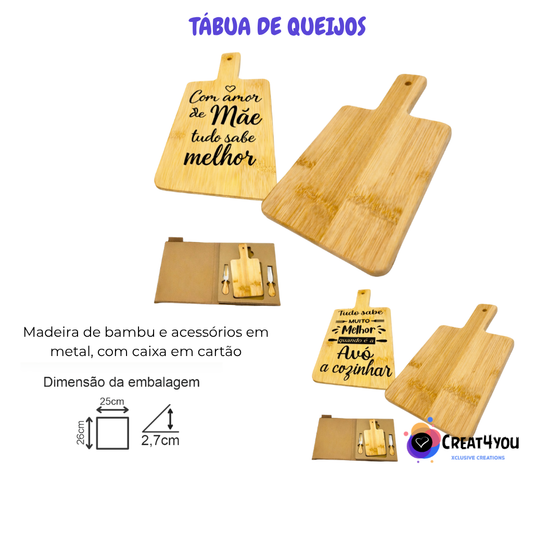Tábua de Queijos Personalizada em Bambu | Presente Único