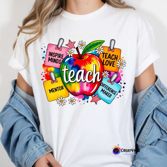 T-Shirt Professora 👩‍🎓 Teach Love – Inspire Minds & Difference Maker