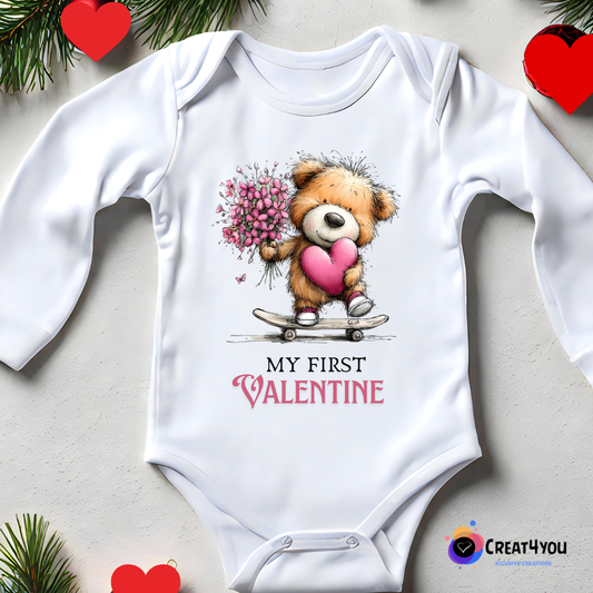 Body Bebé Rosa❤️"My Firt Valentine"