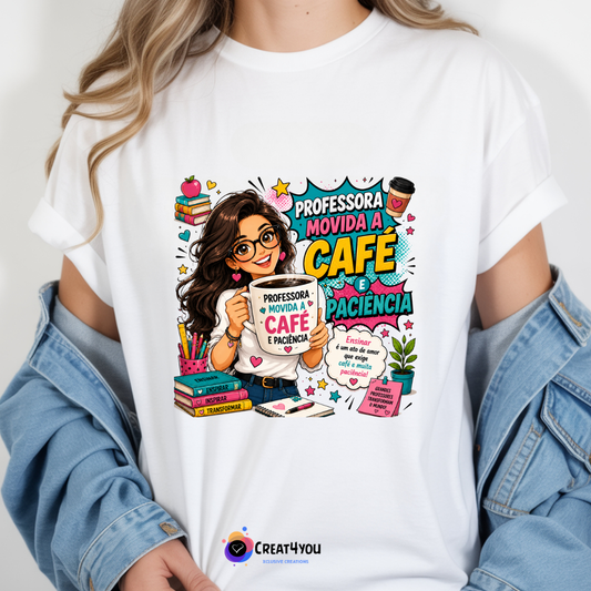 T-Shirt Professora com Café – Presente Personalizado Único