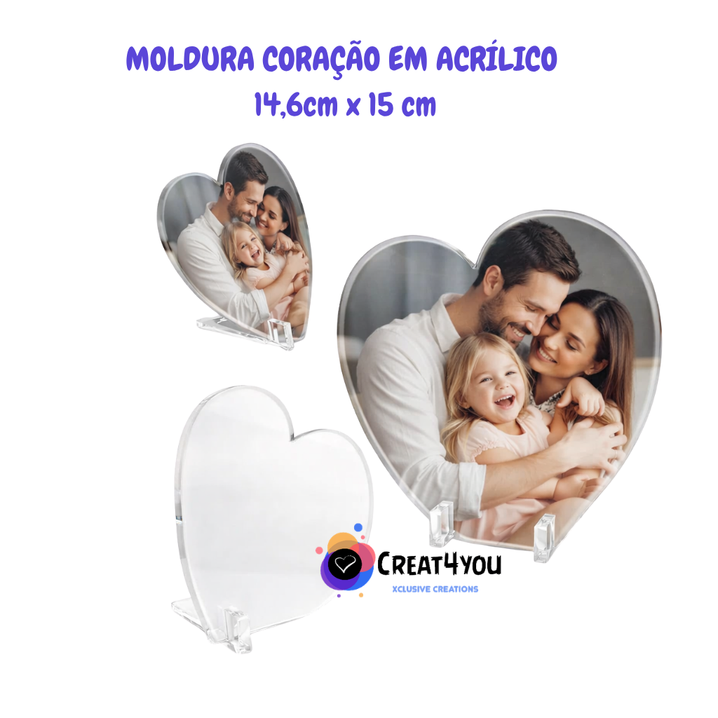 Moldura Coração em Acrílico — Presente Personalizado Único