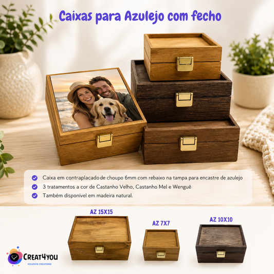 Caixa com Azulejo Personalizada — Presente Único em Madeira