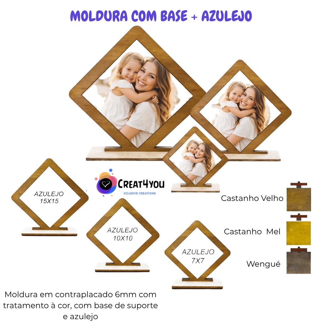 Moldura com Base para Azulejo Personalizado | Creat4you