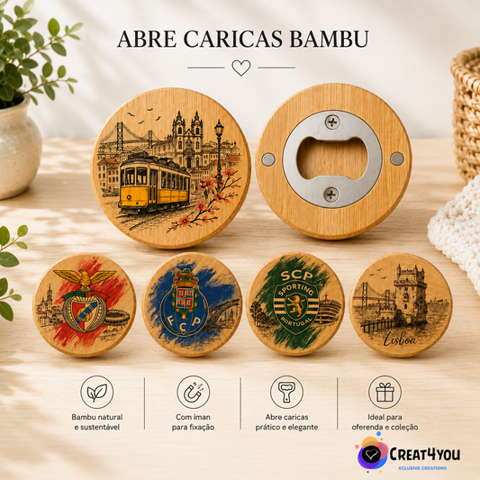 Abre Caricas em Bambu Personalizado – Peça Única