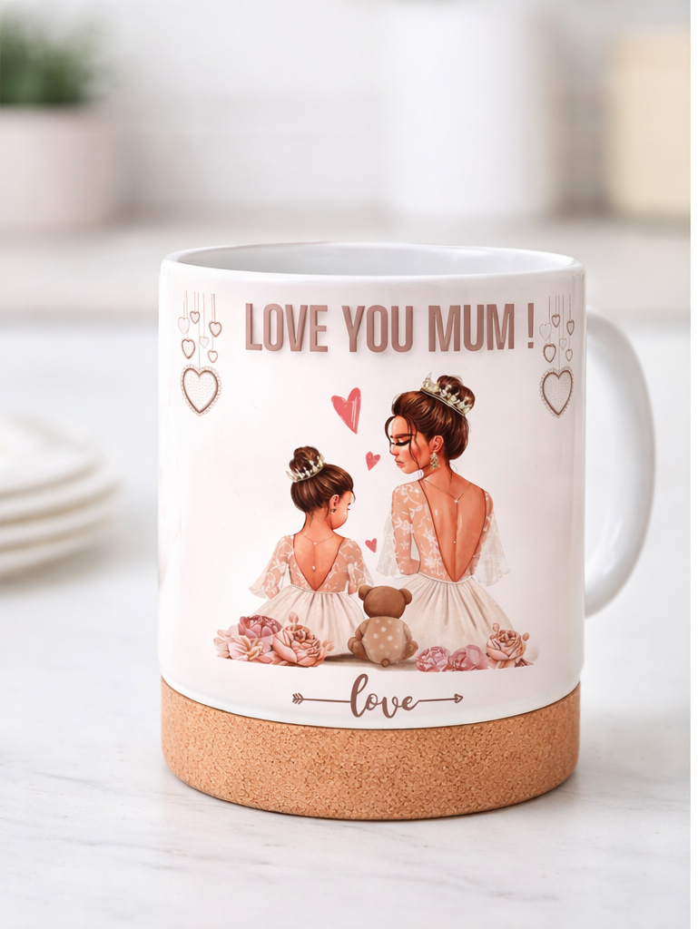 Caneca com base de Cortiça "Love You MUM"