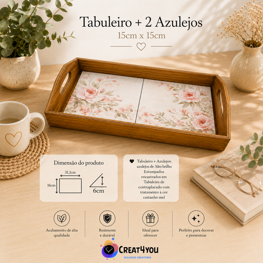 Tabuleiro com Azulejos Personalizados — Peça Única para Oferecer