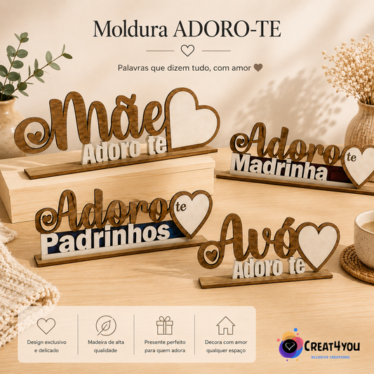 Moldura Adoro-te Personalizada em Madeira — Presente Único