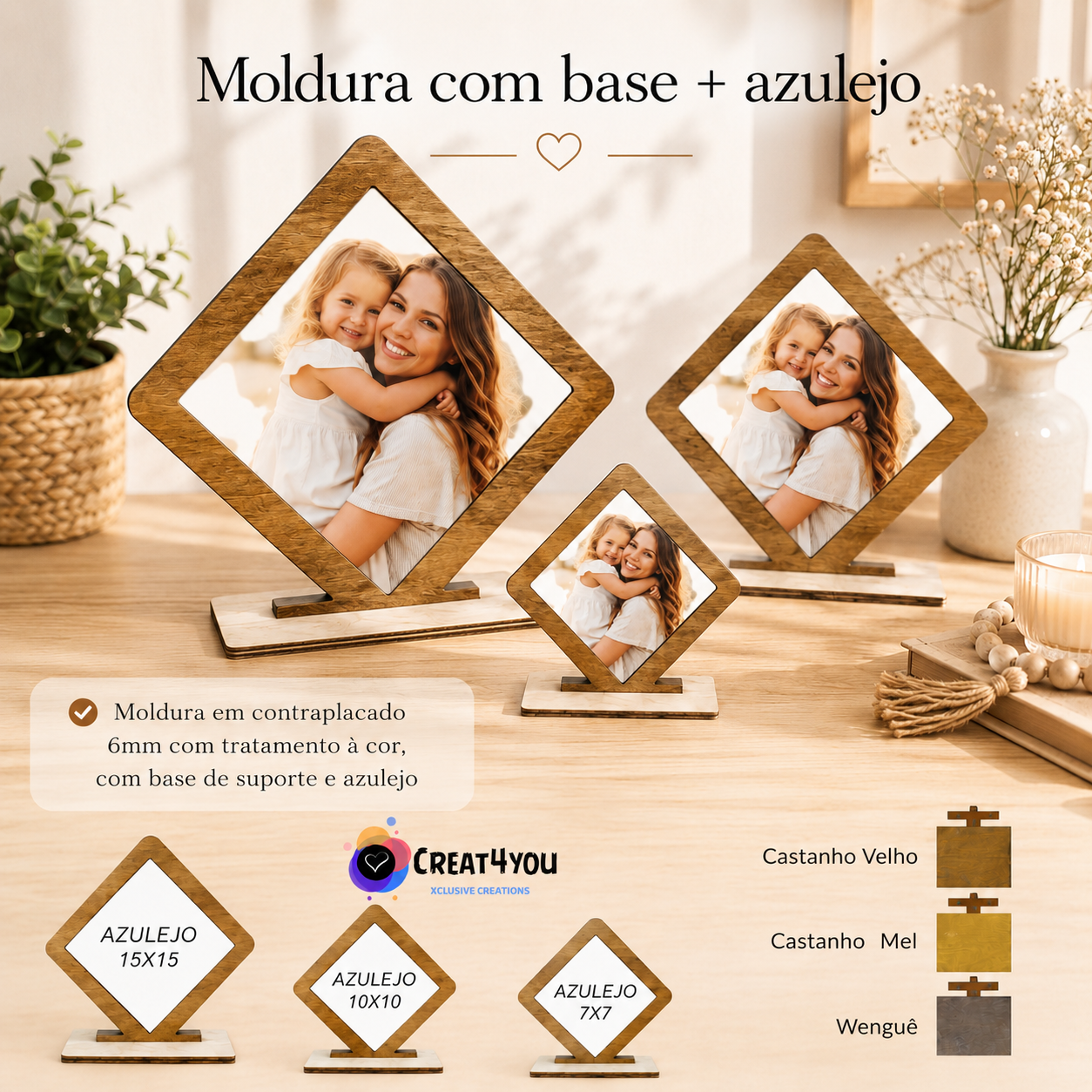 Moldura com Base para Azulejo Personalizado | Creat4you