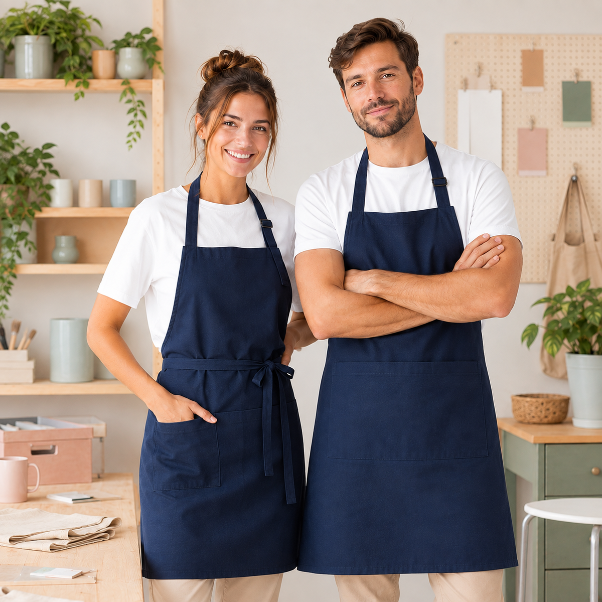 Avental profissional personalizado Creat4you, tamanho único com bolso duplo