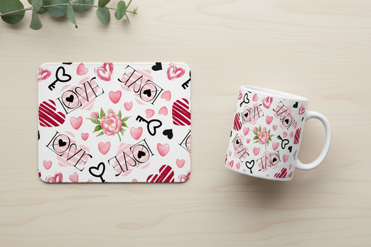 Duo Mug Mousepad Love Peony Keys