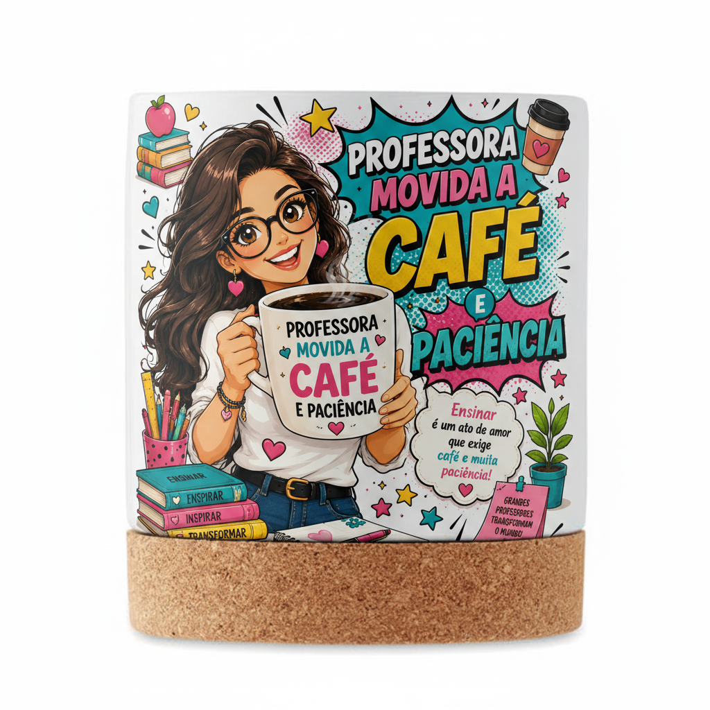 Mockup Caneca Professora Cabelo Escuro