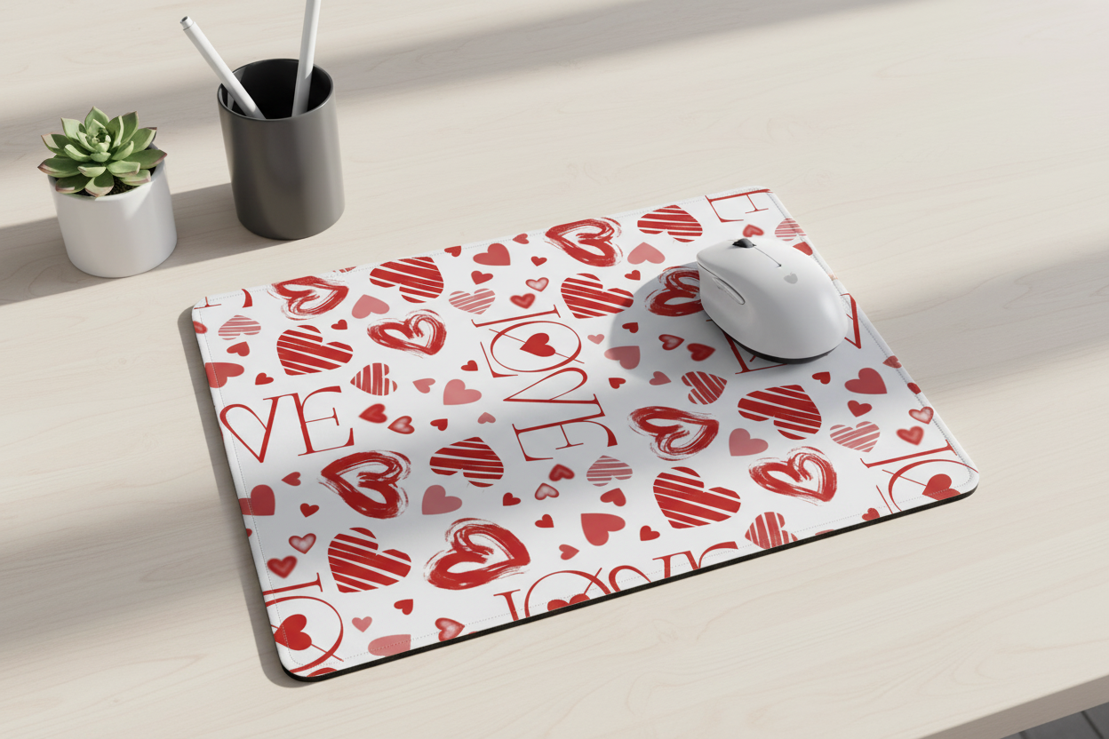 Mockup Mousepad Love Hearts Pattern