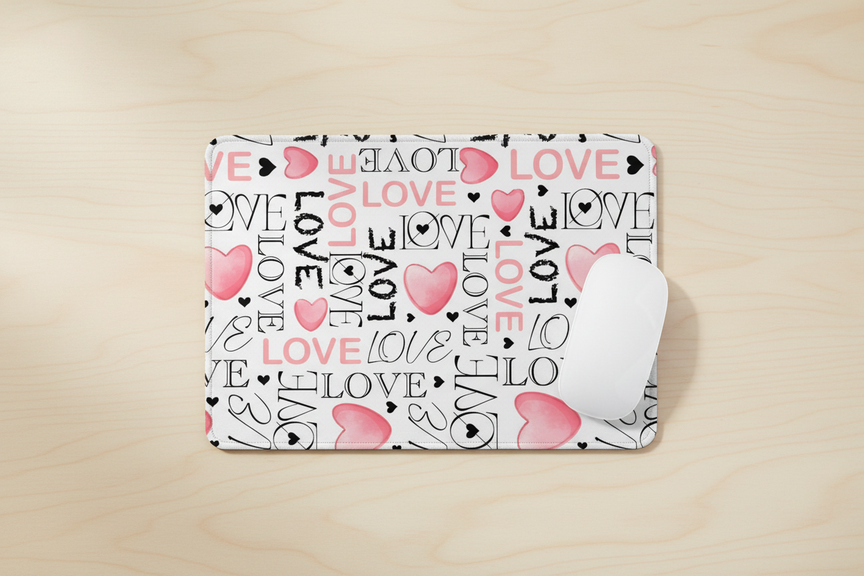 Mockup Mousepad Love Pattern